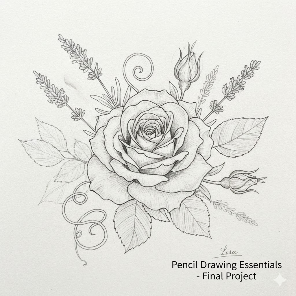 Pencil drawing of flowers